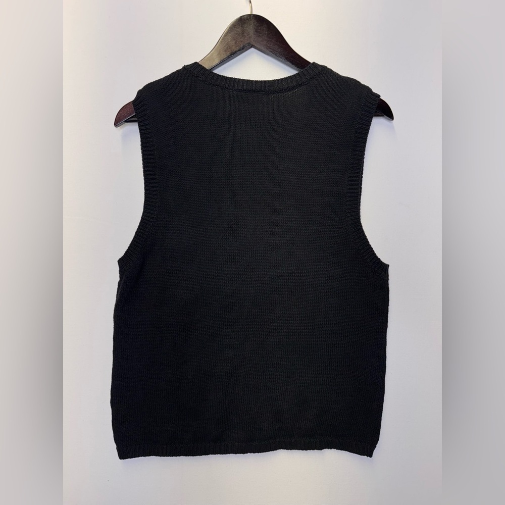 Capacity Vintage 90s Holiday sweater vest Cardinals poinsettia size Large black - Picture 7 of 7